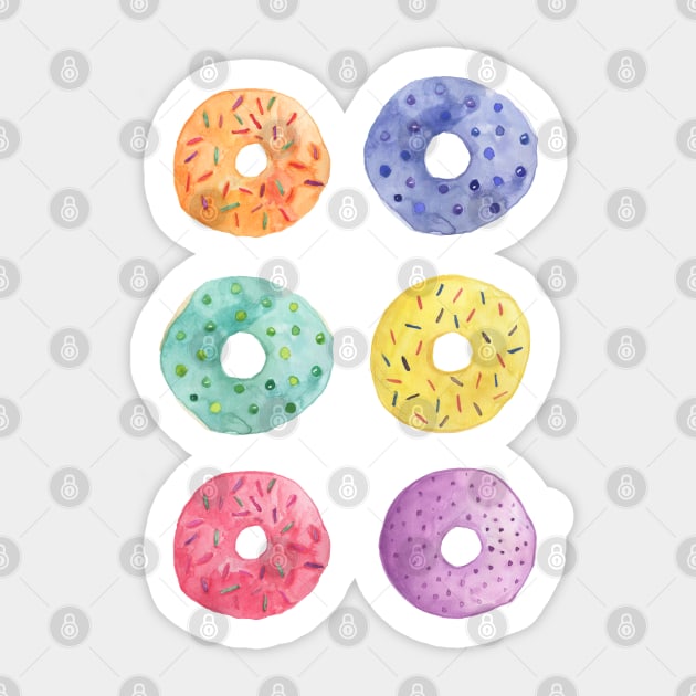Colorful Watercolor Donuts Sticker by latheandquill